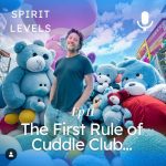 Image from the Spirit Levels podcast with Frank surrounded by teddy bears.